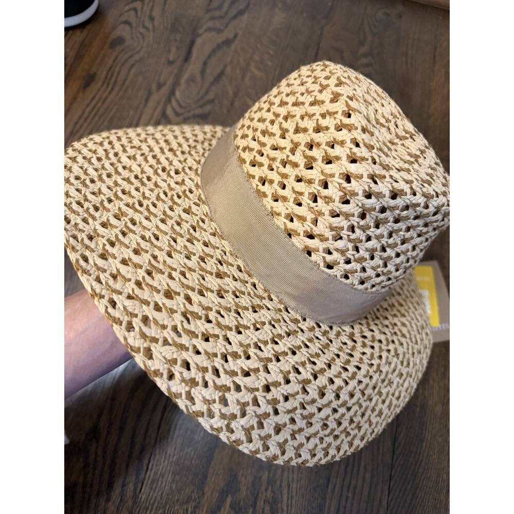 Eric Javits Neutral Raffia Fedora Sunhat Packable One Size NWT $375 - Picture 7 of 16
